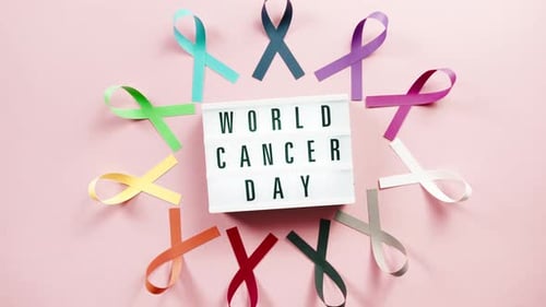 World Cancer Day with Awareness Ribbons