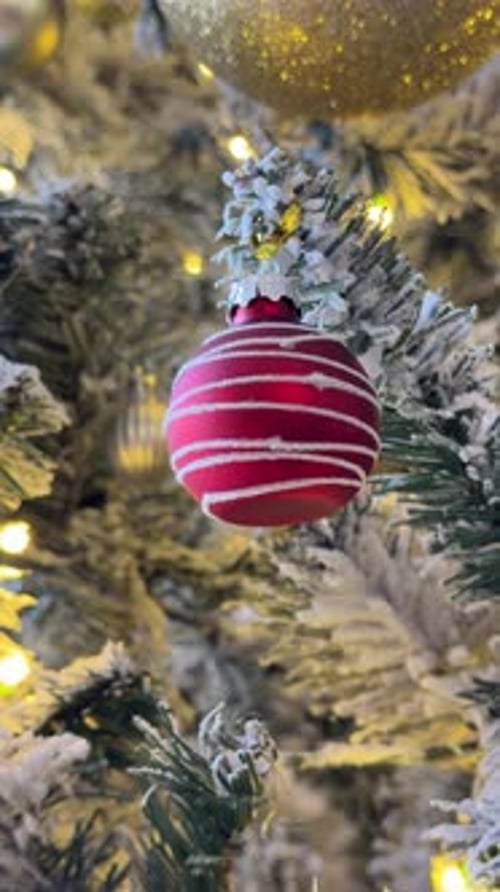 Close-up of Christmas Tree Decorated with Ornaments