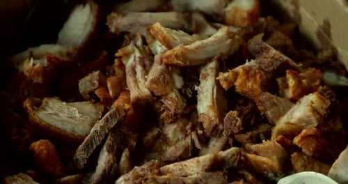 Close Up of Chopped Crispy Pork Belly