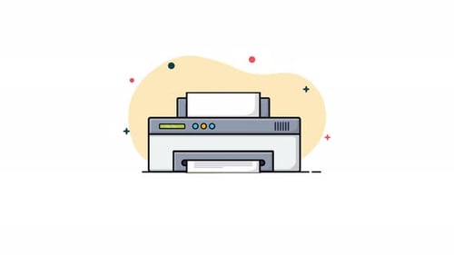 4k Printer Machine with Paper. Office Object Concept Animation Video