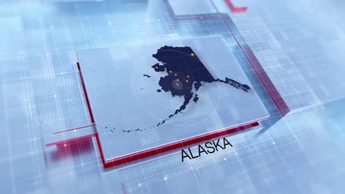 Futuristic Digital Map of Alaska with Data Points Animation