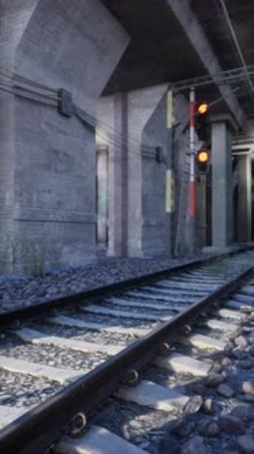 Train Track at Train Station Next to Building