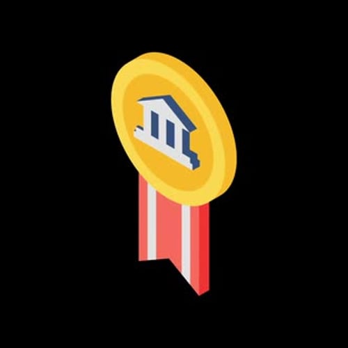 Isometric Bank Medal with Ribbon