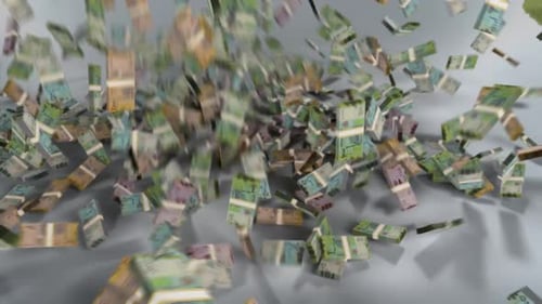 Yemen Money - Rial Stacked Money Falling - Yemeni Currency