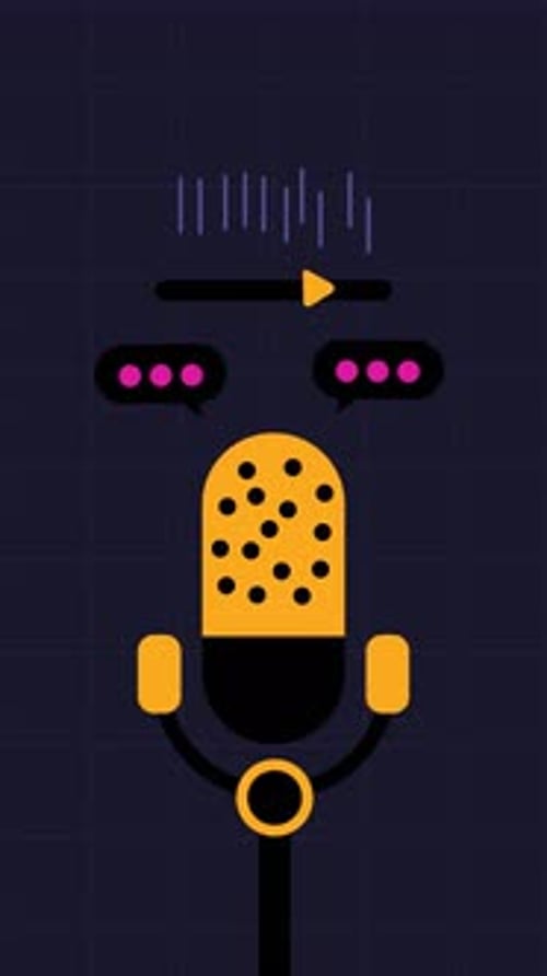 Animated Flat Design Microphone Icon for Podcast and Communication