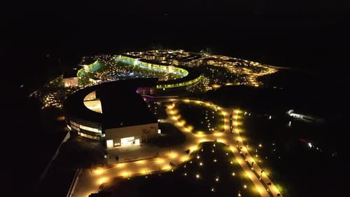 Aerial View Of Temptation Miches Resort At Nighttime In Dominican Republic - drone shot