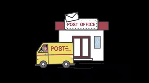 Postman Driving The Across Post Office Alpha Channel