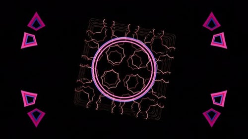 Neon Cube Kaleidoscope Pattern on a Black Background in a Seamless Loop