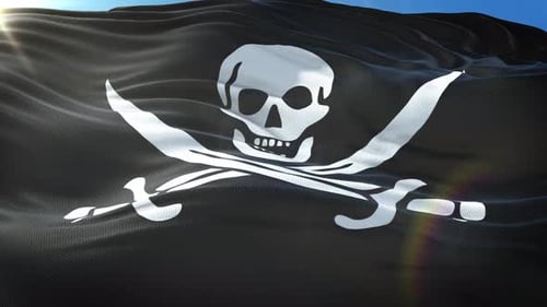 Jolly Roger Pirate Flag Waving Animation Loop