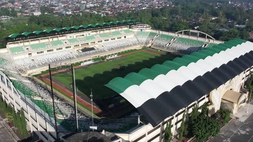 Aerial View of a Sports Stadium in the City