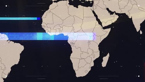 Futuristic Digital World Map with Country Highlight