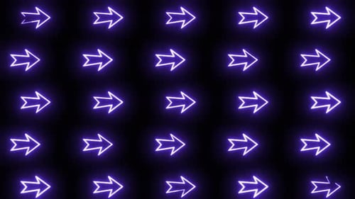 Neon Arrow Pattern On Black Background Direction Blinking, Purple Color Neon Arrow Blinking