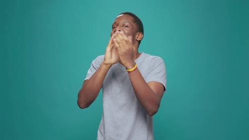 Pleased Man Applauding Success and Expressing Admiration