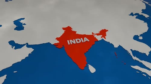 3D Animated Map of India with Text Label Highlight