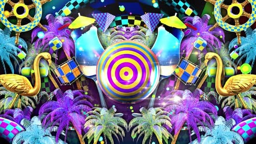 Abstract Neon Tropical Party Celebration Loop