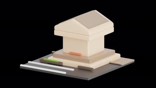 3D Animation of a Bank Building with Sidewalk Perspective | Alpha Channel