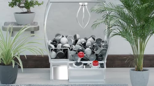 Modern 3D Claw Machine Picking Spheres