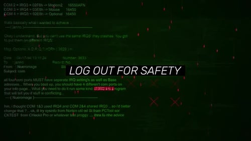 Log Out For Safety Warning Text On Hacking Background Screen V04