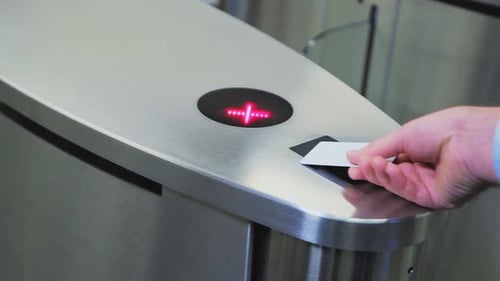 Closeup Person Uses Contactless Digital Key in Office