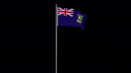British Virgin Islands Flag Waving on Flagpole Loop Animation