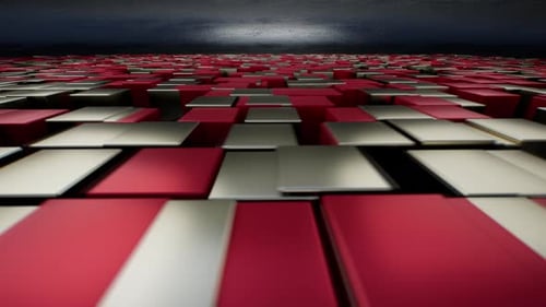 3D Gridscape Symmetrische Würfelkomposition in Rot und Weiß