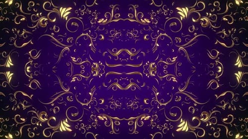 Elegant Golden Decorative Flourish Loop on Purple Background