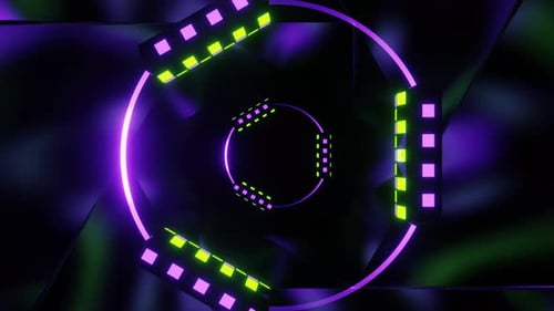 Purple And Lime Neon Circle Background Vj Loop In 4K