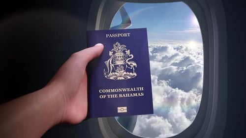 Bahamas Passport Airplane Travel Concept
