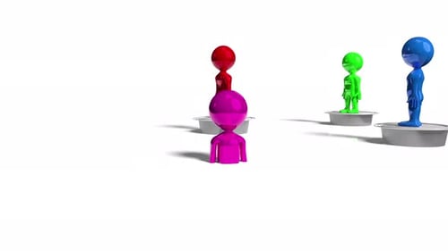 Animated Network of Diverse Colorful 3D Figures