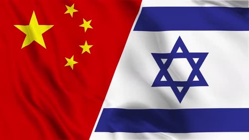 Waving Flags of China and Israel