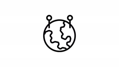 world map line icon animation