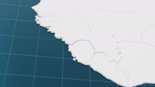 Destaque con azul el mapa 3D de Guinea con puntero rodeado de otros países en blanco
