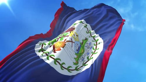 Niedriger Blickwinkel auf die Flagge von Belize