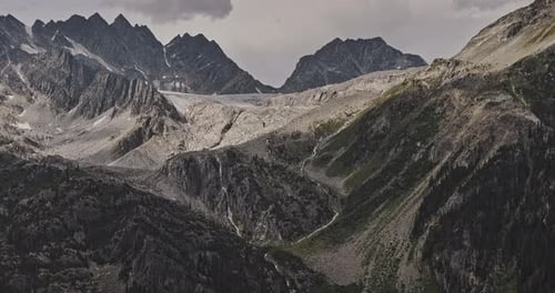 Rogers Pass BC Canada Aerial v6 zoomed drone flyover capturing Glacier National Park's rugged terrai