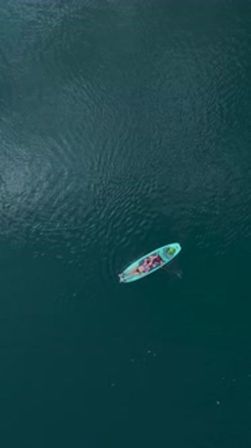 Vertical Video Scenic Paddleboarding in a Magical Green Canyon with People Swimming and Floating