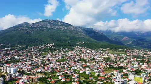 Densely built low architecture of the city of Bar in Montenegro.