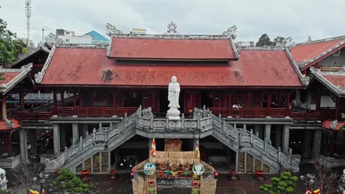 Aerial View of an Ancient Temple in Asia