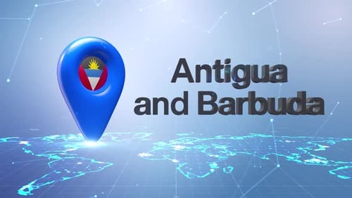 Modern 3D Location Pin with Flag and Country Name Reveal