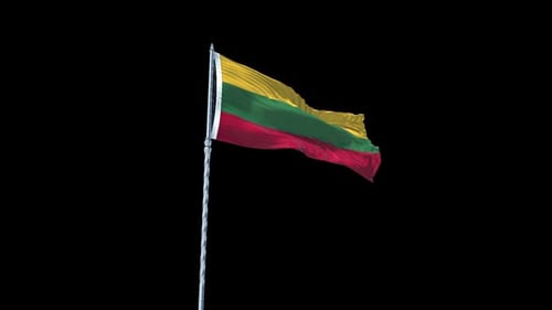 Realistisch wehende Flagge Litauens mit Himmel und Alphakanal