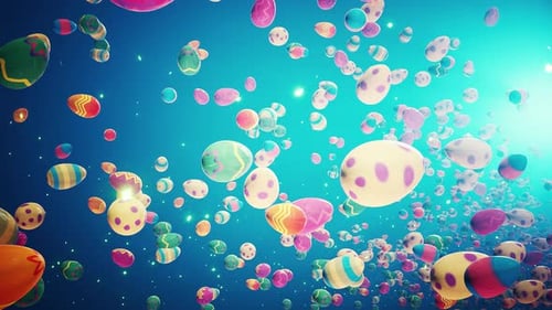 Colorful Easter Eggs Floating Celebration Background Animation