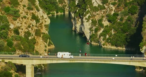 Aerial View of Gorges Du Verdon and Galetas Bridge Magnificent Nature Aerial Journey Above Verdon