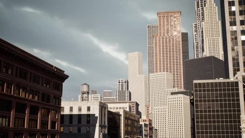 Edificios de piedra art decó en la ciudad de Chicago