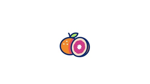 Animated Flat Design Orange and Grapefruit Icons