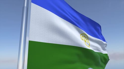 Realistic Flag Waving Animation Against Clear Blue Sky