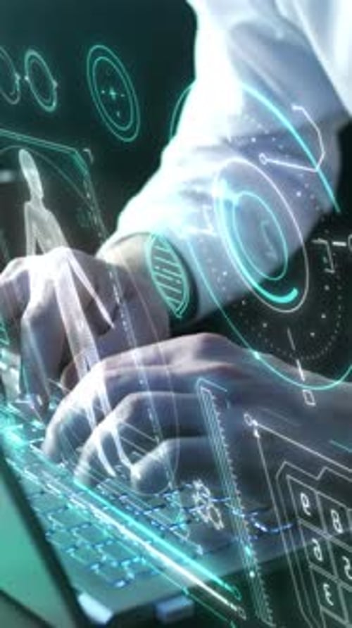 Technology Overlay with Abstract Data and Typing Hands