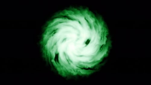 Green Magic Portal Circle Seamless Loop Abstract Cyclone on Black Background InterDimensional Portal