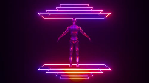 Humanoid im Neonlicht