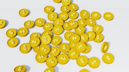 3D Gold Dollar Coins Falling Animation