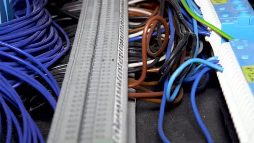 Close Up of Colorful Electrical Wires and Terminals