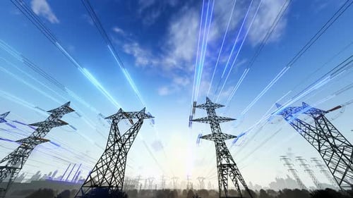 Futuristic Power Grid Animation with Glowing Blue Energy Lines